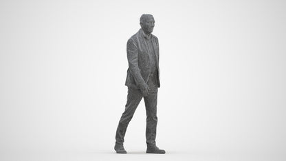 3D scanned senior man walking business, photorealistic archviz people for Enscape and SketchUp
