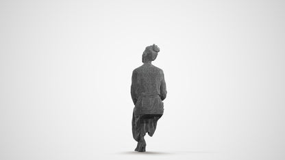 3D scanned woman sitting business, photorealistic archviz people for Enscape and SketchUp, wireframe front view