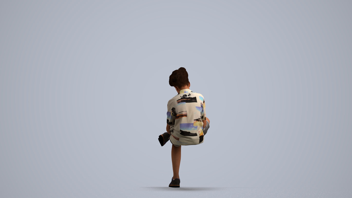 realistic 3D human boy casual kids, archviz people FBX OBJ for Blender, front view render