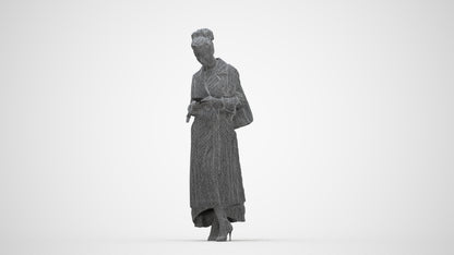 scanned 3D woman business standing, photogrammetry people for Enscape and V-Ray, wireframe back view