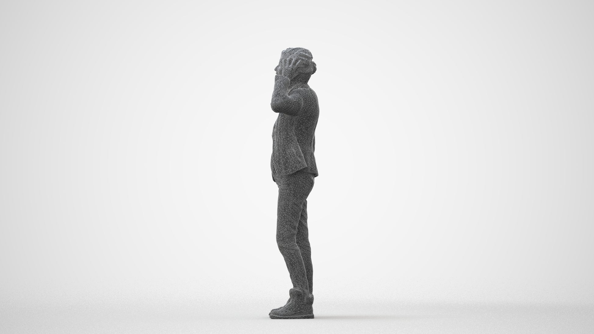 3D scanned senior woman standing business, photorealistic archviz people for Enscape and SketchUp, square thumbnail