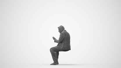 3D scanned man sitting business, photorealistic archviz people for Enscape and SketchUp, square thumbnail
