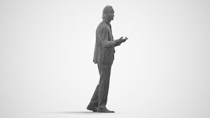 realistic 3D people man business, render-ready for V-Ray and Corona, FBX OBJ, wireframe side view