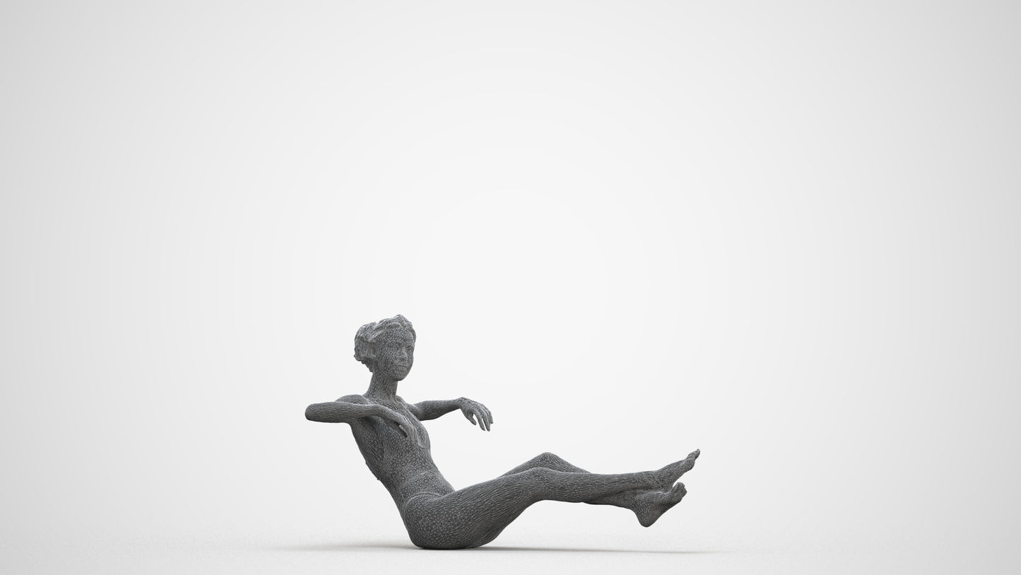 realistic 3D human woman pool, archviz people FBX OBJ for Blender, three-quarter front view render