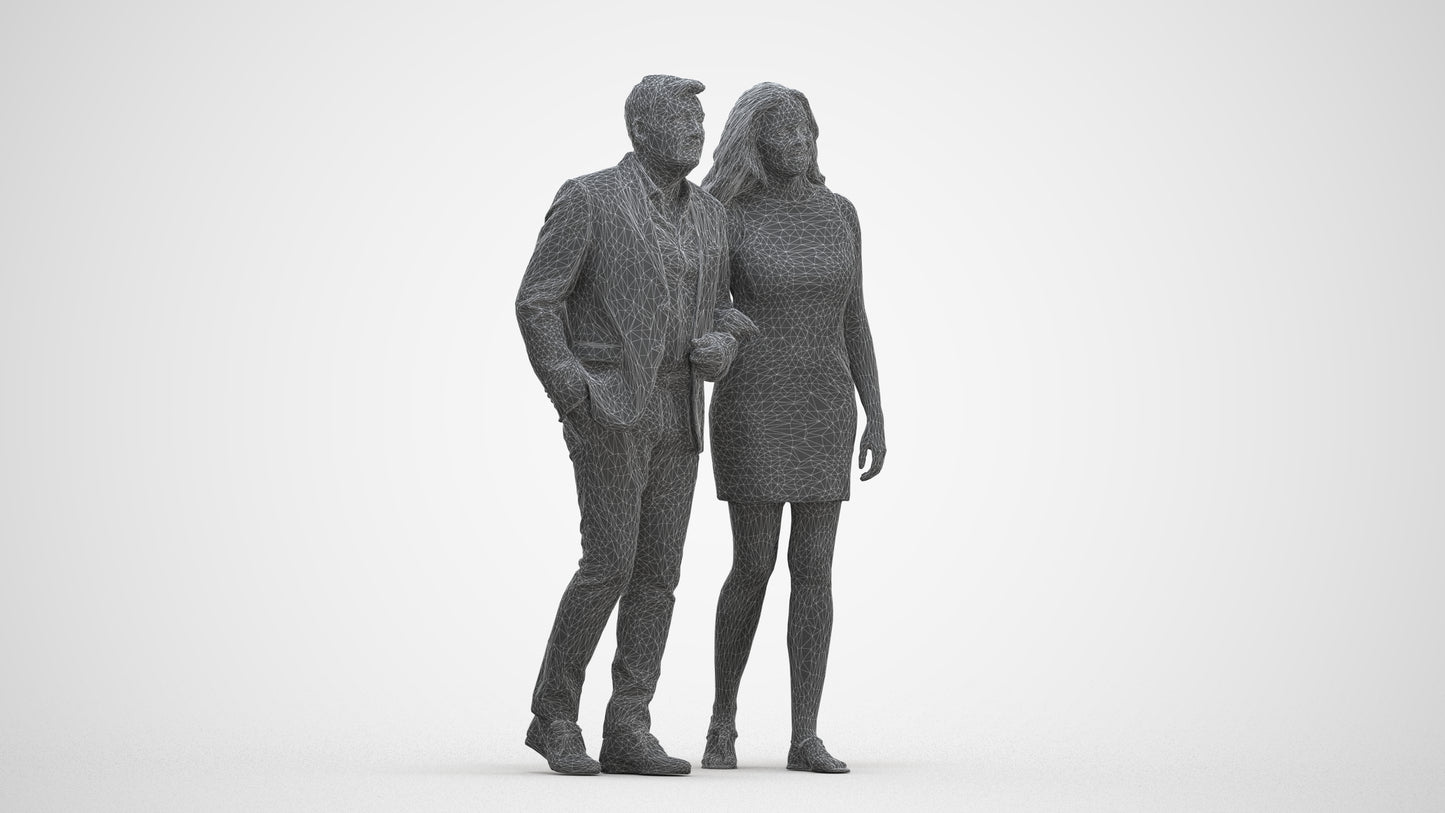 3D human model woman casual kids, photogrammetry scanned person for archviz, three-quarter front view render