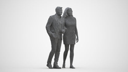 3D human model woman casual kids, photogrammetry scanned person for archviz, three-quarter front view render