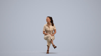 3D scanned woman sitting formal, photorealistic archviz people for Enscape and SketchUp, standing pose render