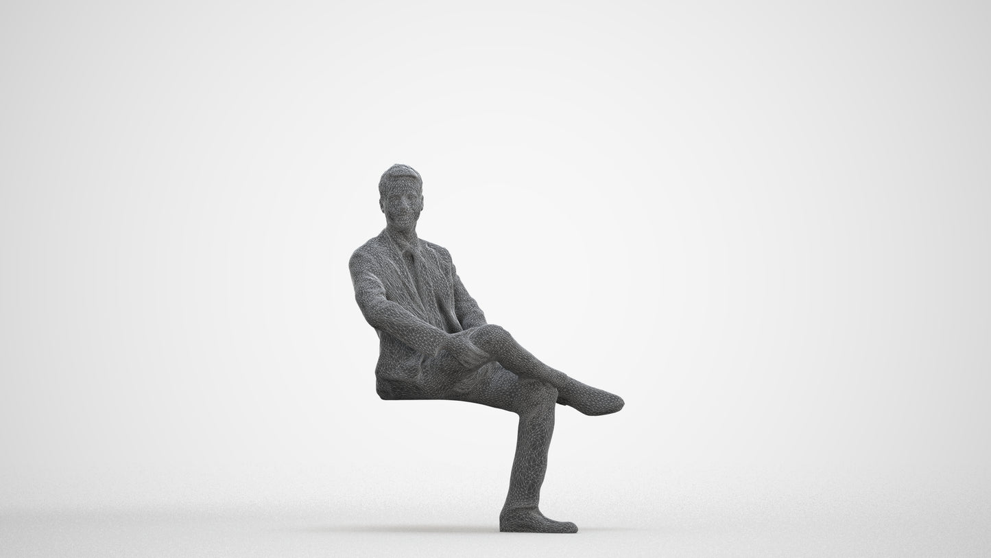 3D scanned man business, photorealistic archviz people for Enscape and SketchUp, three-quarter front view render