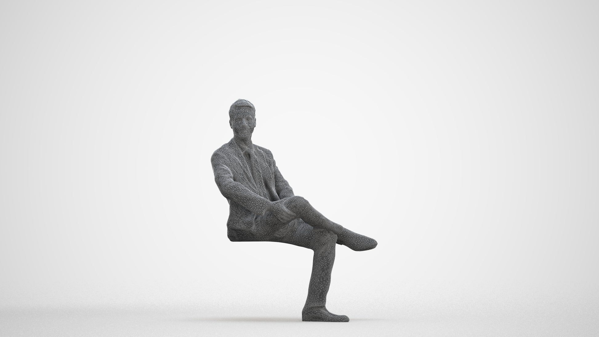 3D scanned man business, photorealistic archviz people for Enscape and SketchUp, three-quarter front view render