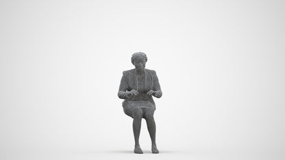 3D people model woman business sitting, scanned human for 3ds Max rendering, three-quarter front view render