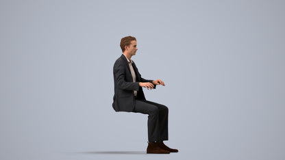 3D scanned man business, photorealistic archviz people for Enscape and SketchUp, side view render
