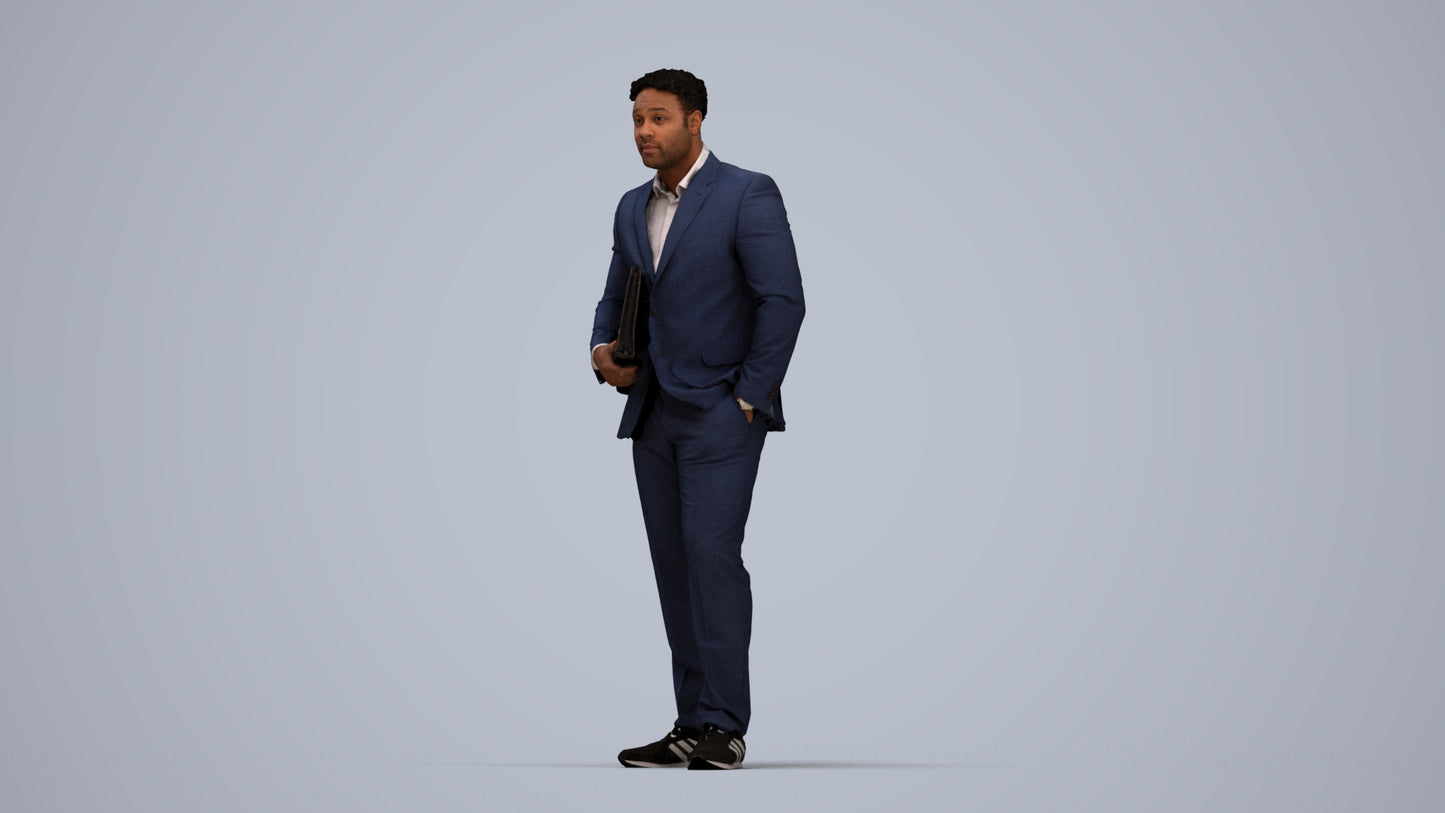 3D people model man business, scanned human for 3ds Max rendering, top-down view render