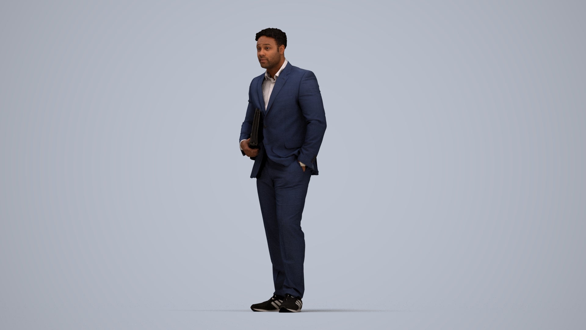 3D people model man business, scanned human for 3ds Max rendering, top-down view render