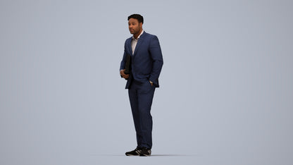 3D people model man business, scanned human for 3ds Max rendering, top-down view render
