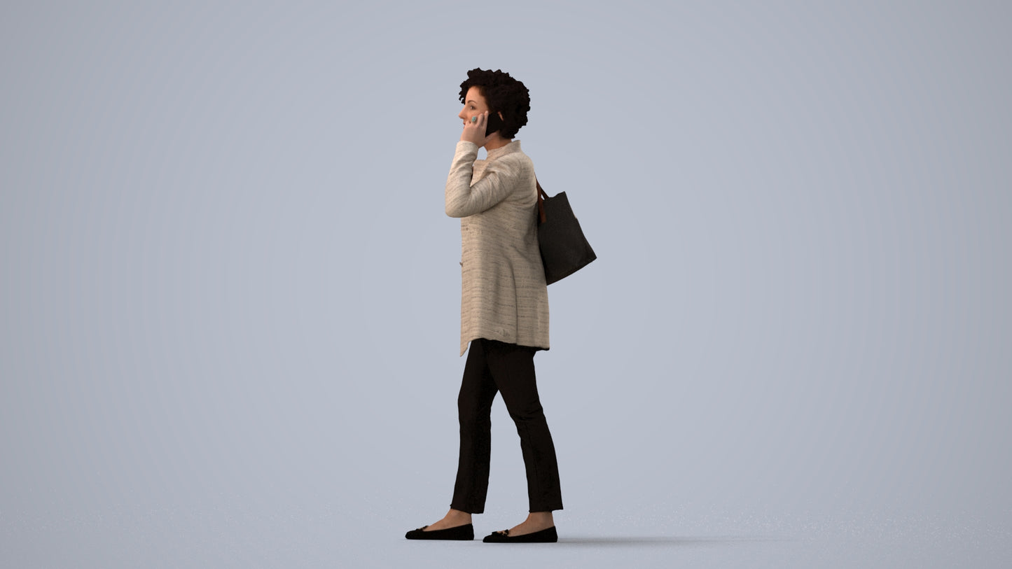 realistic 3D people woman business standing, render-ready for V-Ray and Corona, FBX OBJ, three-quarter view render
