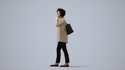 realistic 3D people woman business standing, render-ready for V-Ray and Corona, FBX OBJ, three-quarter view render