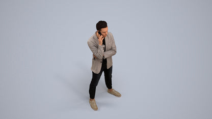 photogrammetry 3D man business standing, realistic human model archviz FBX, back view render