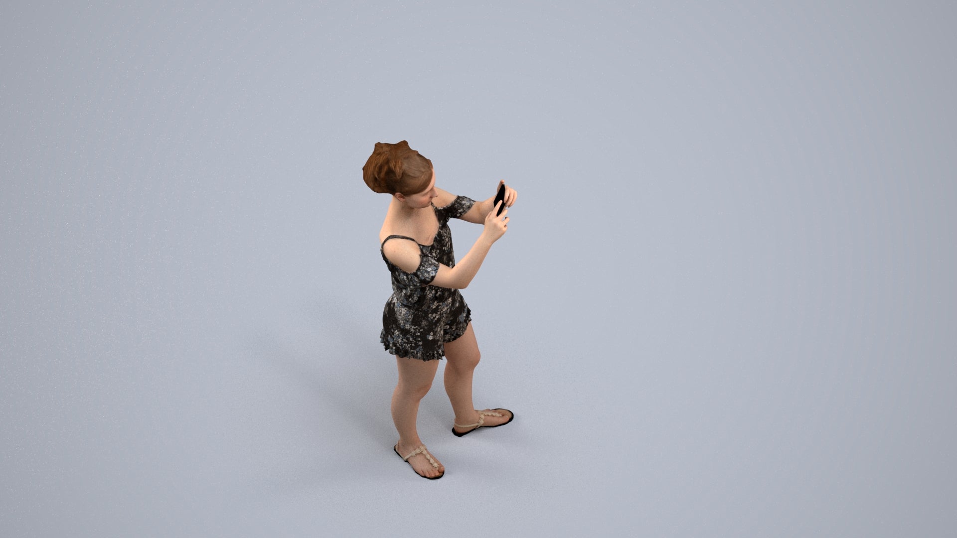 realistic 3D people girl casual kids, render-ready for V-Ray and Corona, FBX OBJ, back view render