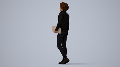 photogrammetry 3D man casual mix, realistic human model archviz FBX, three-quarter view render