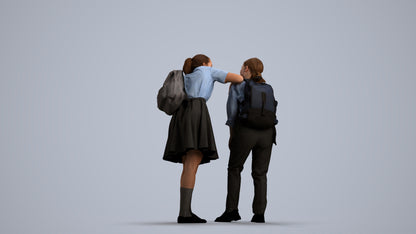3D scanned girl kids, photorealistic archviz people for Enscape and SketchUp, front view render