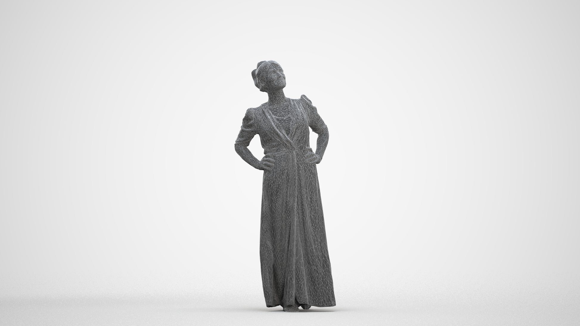 3D scanned woman standing casual, photorealistic archviz people for Enscape and SketchUp, three-quarter front view render