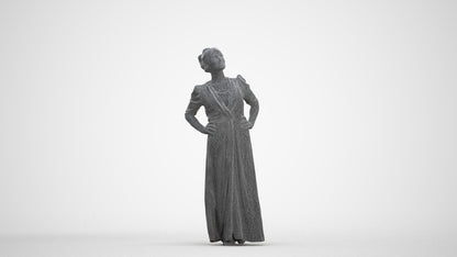 3D scanned woman standing casual, photorealistic archviz people for Enscape and SketchUp, three-quarter front view render