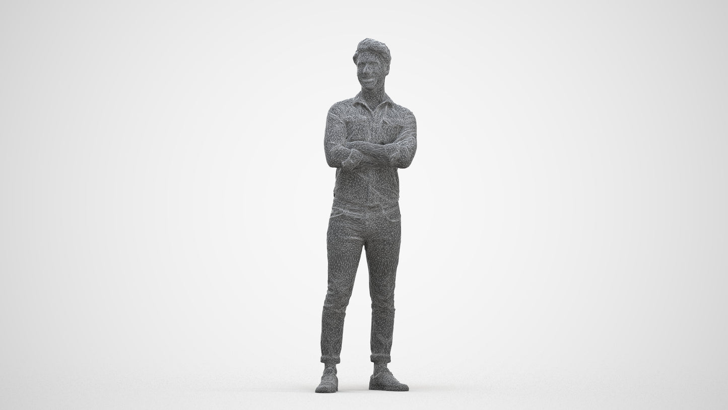 realistic 3D man casual mix, scanned archviz people for Blender and 3ds Max, three-quarter front view render