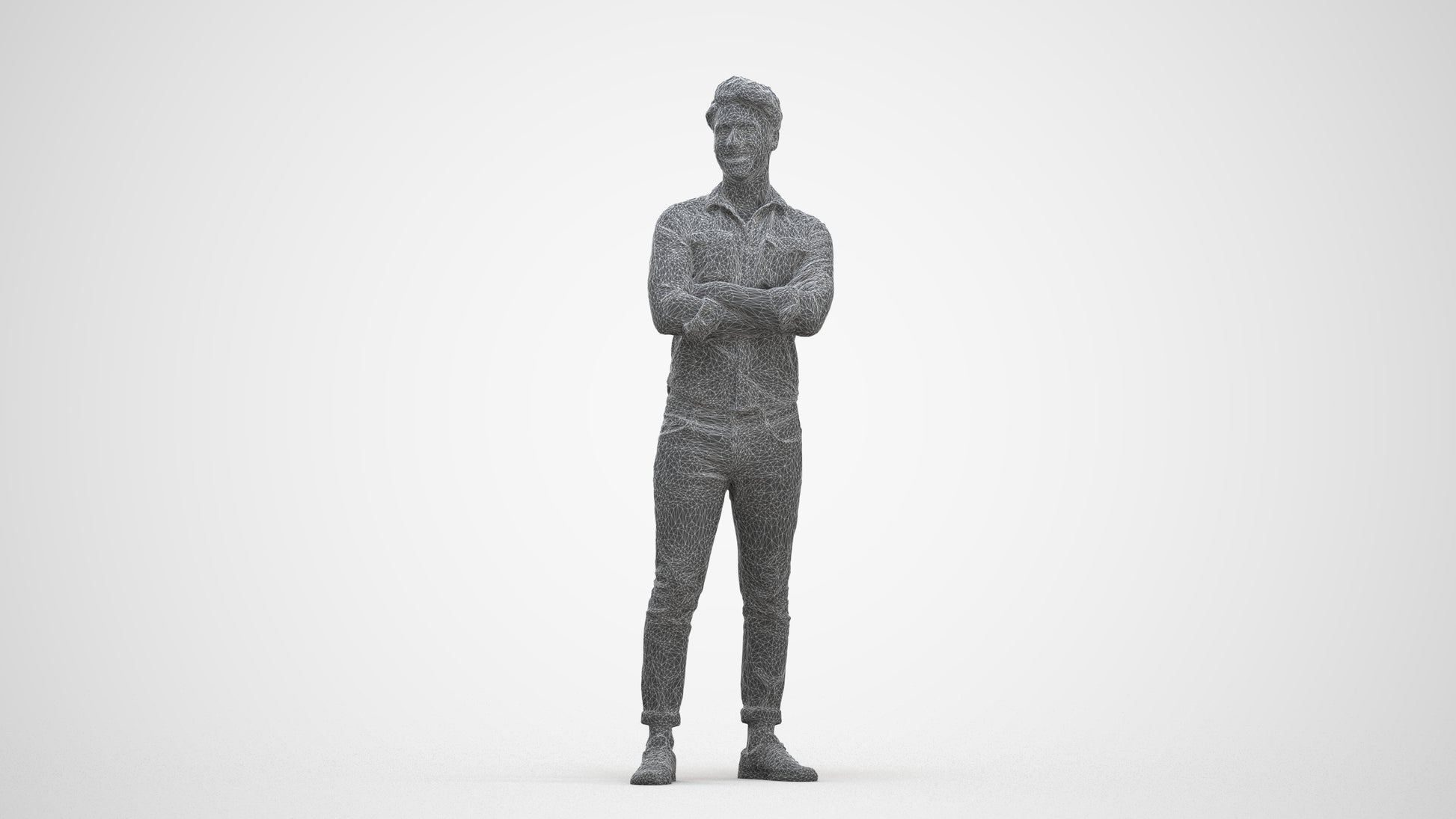 realistic 3D man casual mix, scanned archviz people for Blender and 3ds Max, three-quarter front view render