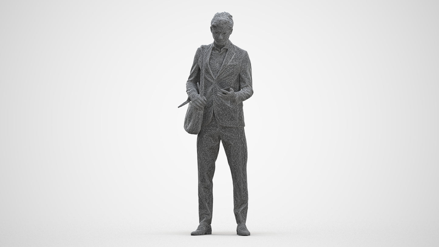 realistic 3D man business, scanned archviz people for Blender and 3ds Max, three-quarter front view render