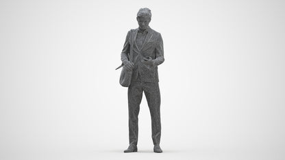 realistic 3D man business, scanned archviz people for Blender and 3ds Max, three-quarter front view render