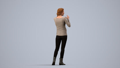 realistic 3D human woman casual walking, archviz people FBX OBJ for Blender, side view render