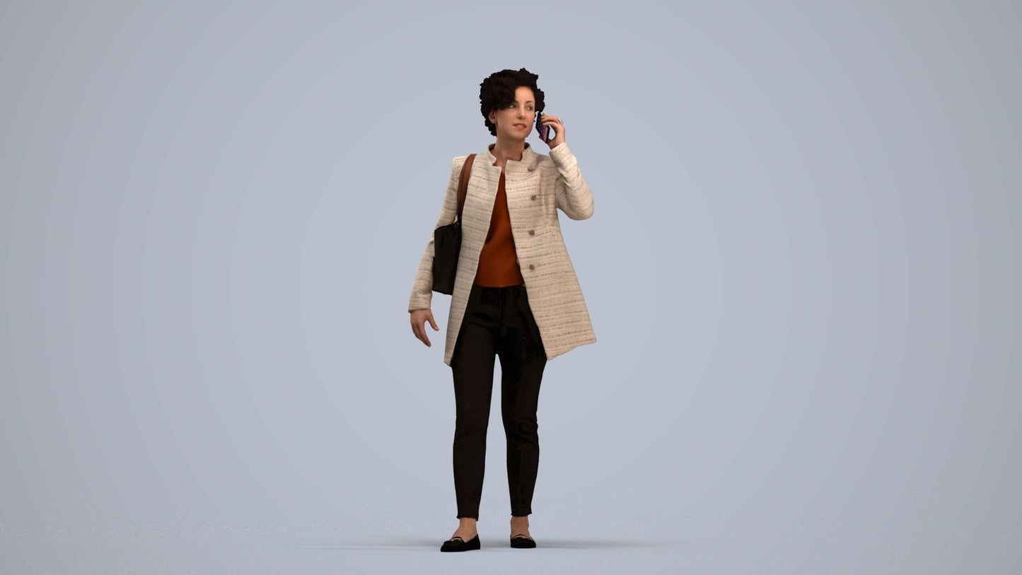 realistic 3D people woman business standing, render-ready for V-Ray and Corona, FBX OBJ, standing pose render