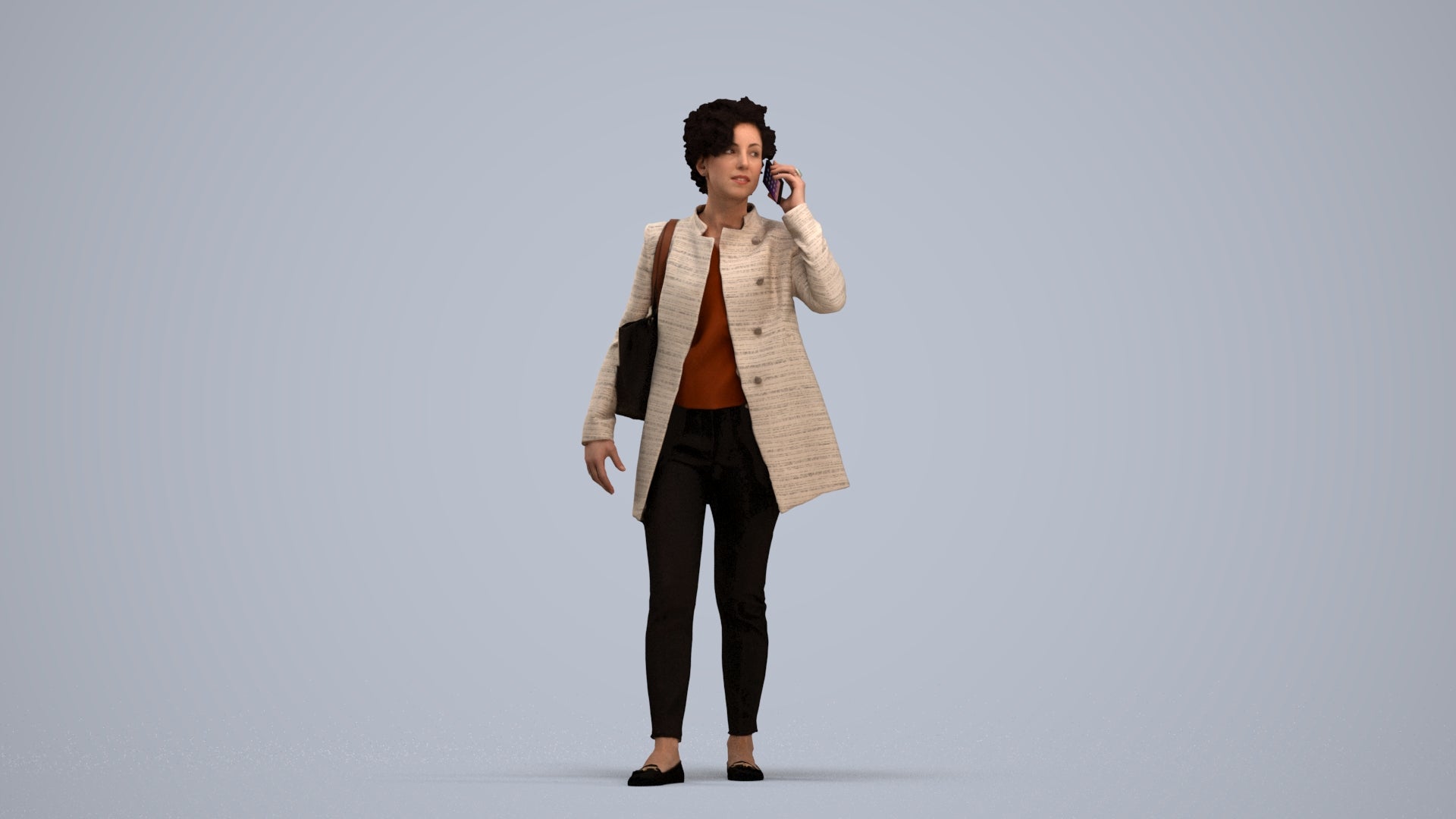 realistic 3D people woman business standing, render-ready for V-Ray and Corona, FBX OBJ, standing pose render