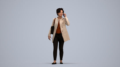 realistic 3D people woman business standing, render-ready for V-Ray and Corona, FBX OBJ, standing pose render