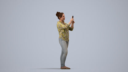 3D people model man casual standing, scanned human for 3ds Max rendering, side view render