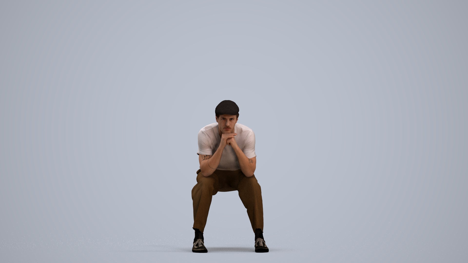 3D scanned man sitting casual, photorealistic archviz people for Enscape and SketchUp, standing pose render