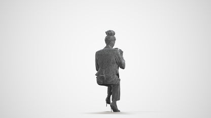 realistic 3D human woman business, archviz people FBX OBJ for Blender, wireframe front view