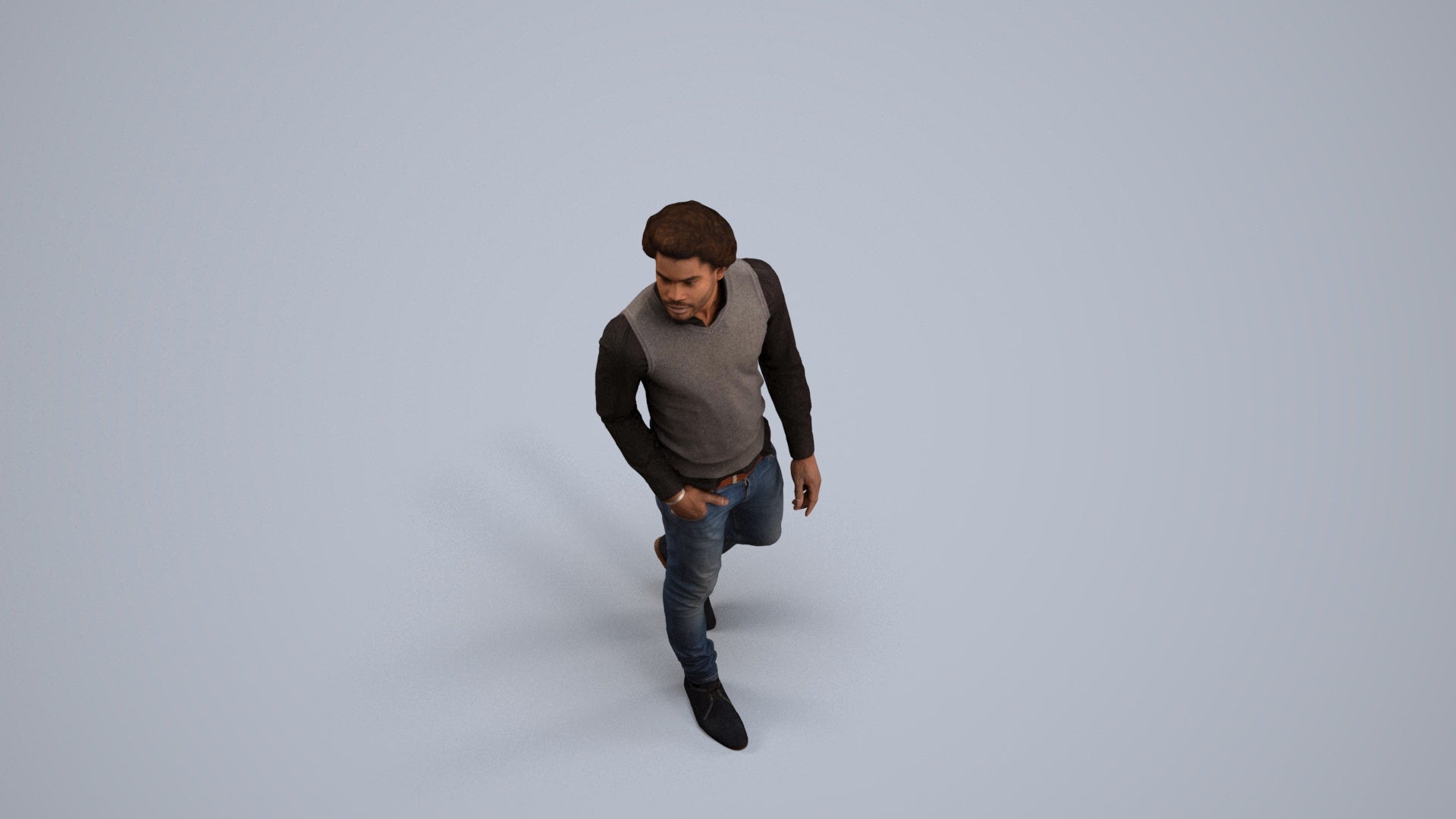scanned 3D man casual standing, photogrammetry people for Enscape and V-Ray, back view render