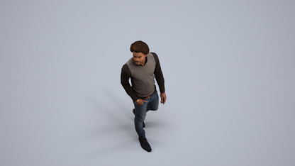scanned 3D man casual standing, photogrammetry people for Enscape and V-Ray, back view render