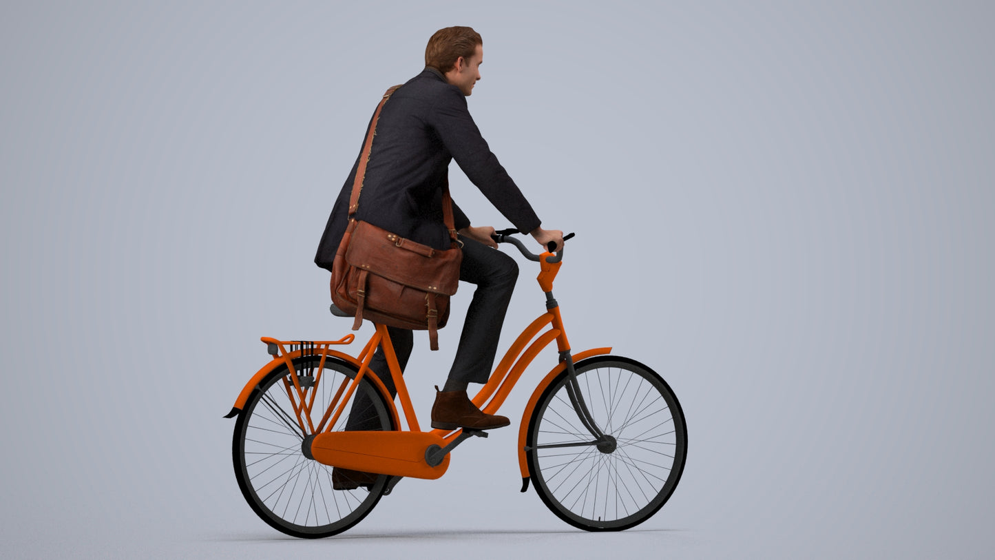 3D human model man casual mix, photogrammetry scanned person for archviz, side view render