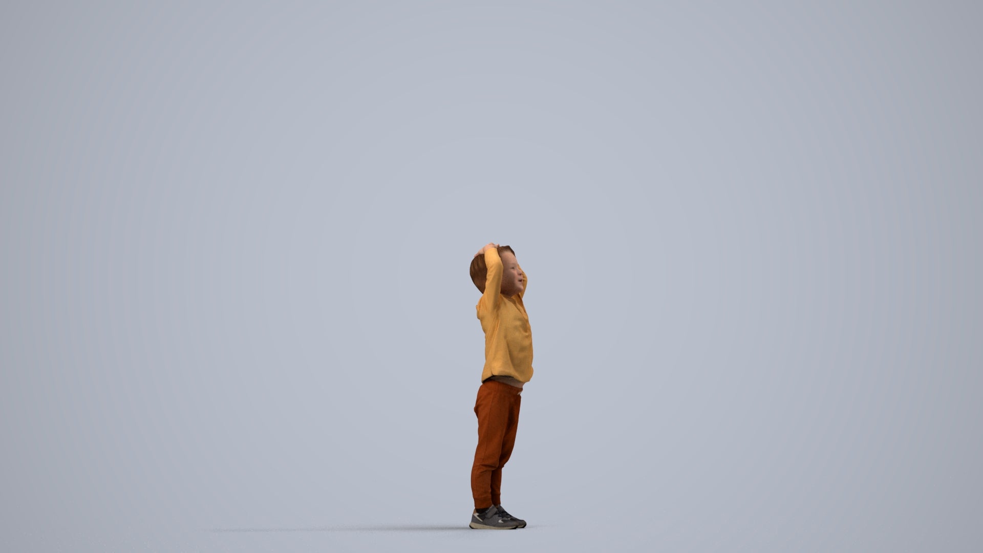 3D scanned boy kids casual, photorealistic archviz people for Enscape and SketchUp, side view render