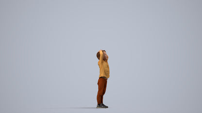 3D scanned boy kids casual, photorealistic archviz people for Enscape and SketchUp, side view render