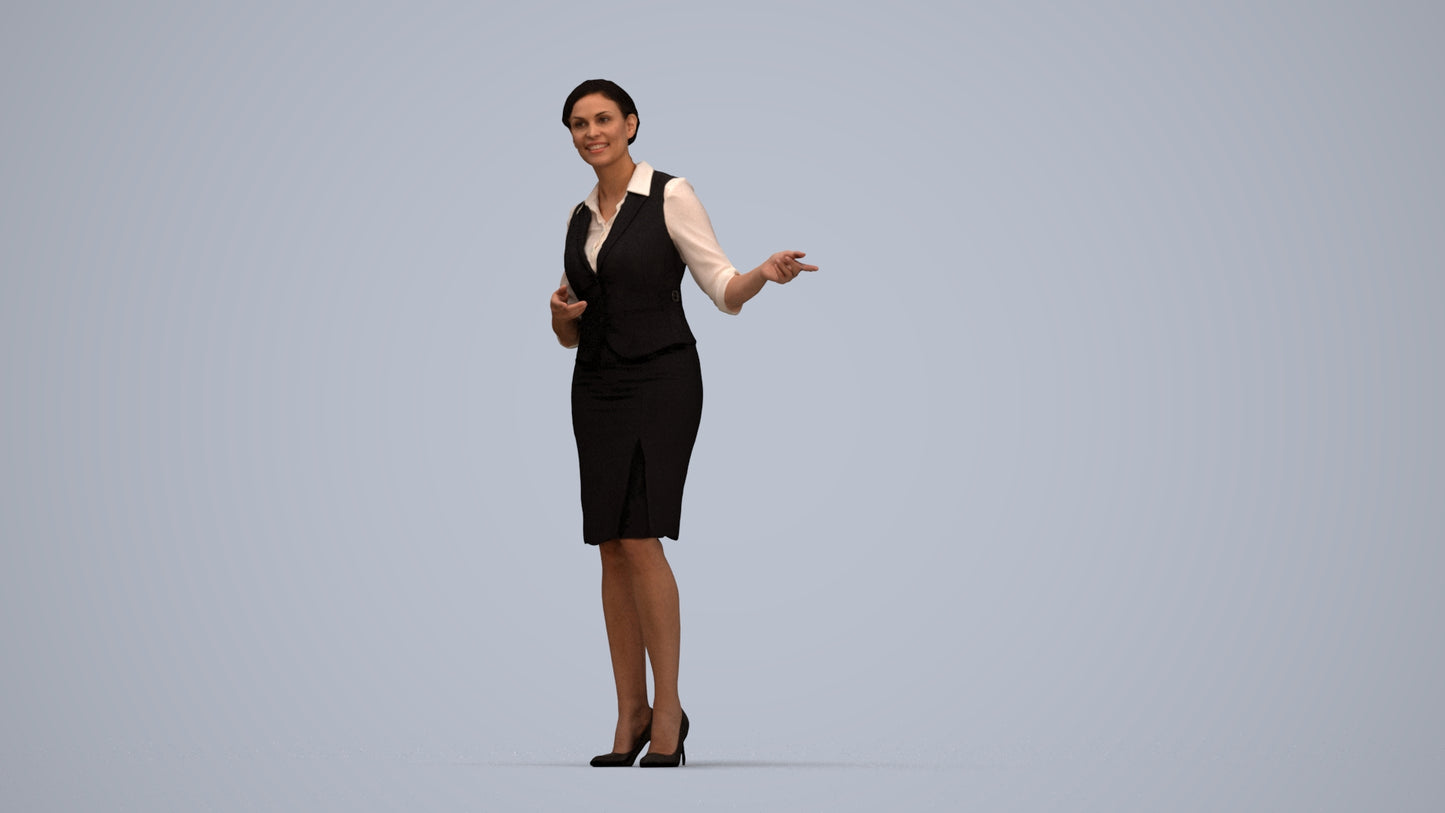 3D people model woman mix, scanned human for 3ds Max rendering, top-down view render