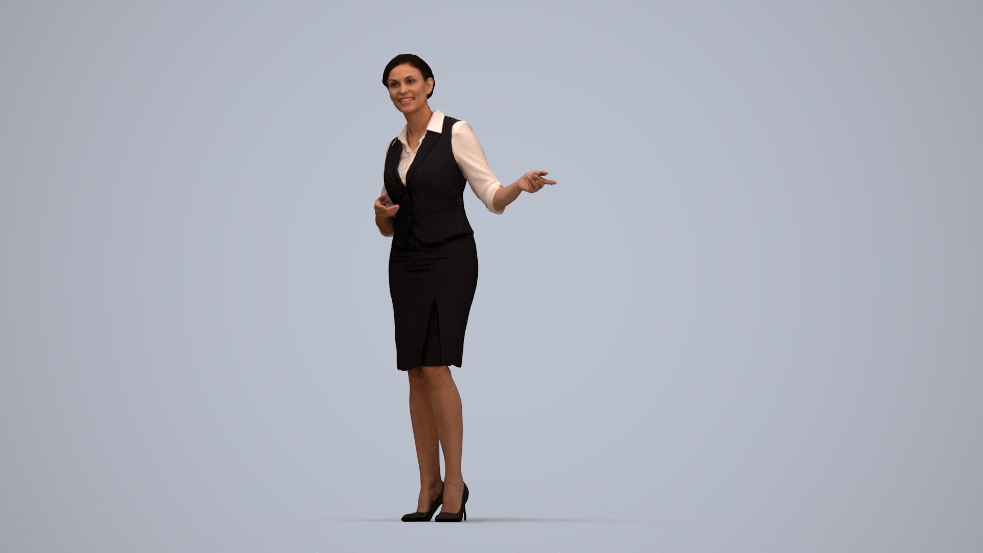 3D people model woman mix, scanned human for 3ds Max rendering, top-down view render