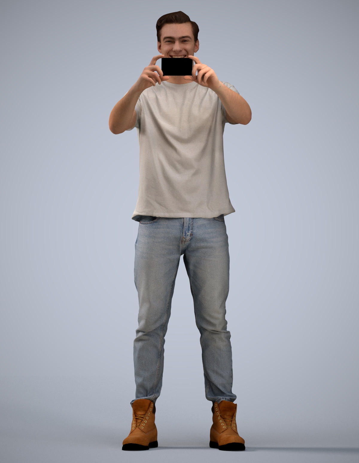 3D scanned man standing casual, photorealistic archviz people for Enscape and SketchUp