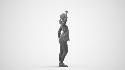 3D scanned girl sport, photorealistic archviz people for Enscape and SketchUp, wireframe side view