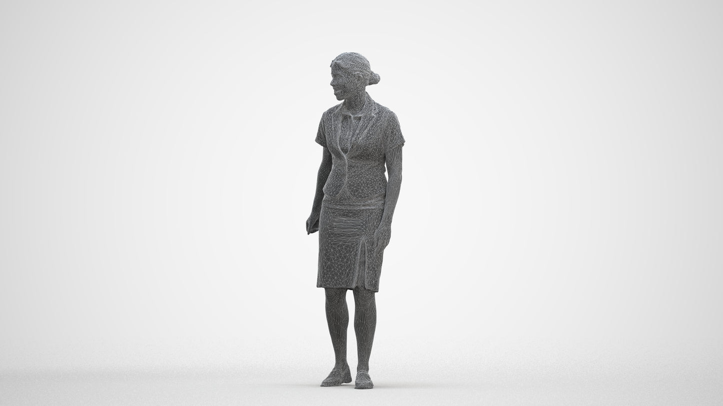 realistic 3D people woman hospitality, render-ready for V-Ray and Corona, FBX OBJ, three-quarter front view render