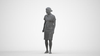 realistic 3D people woman hospitality, render-ready for V-Ray and Corona, FBX OBJ, three-quarter front view render