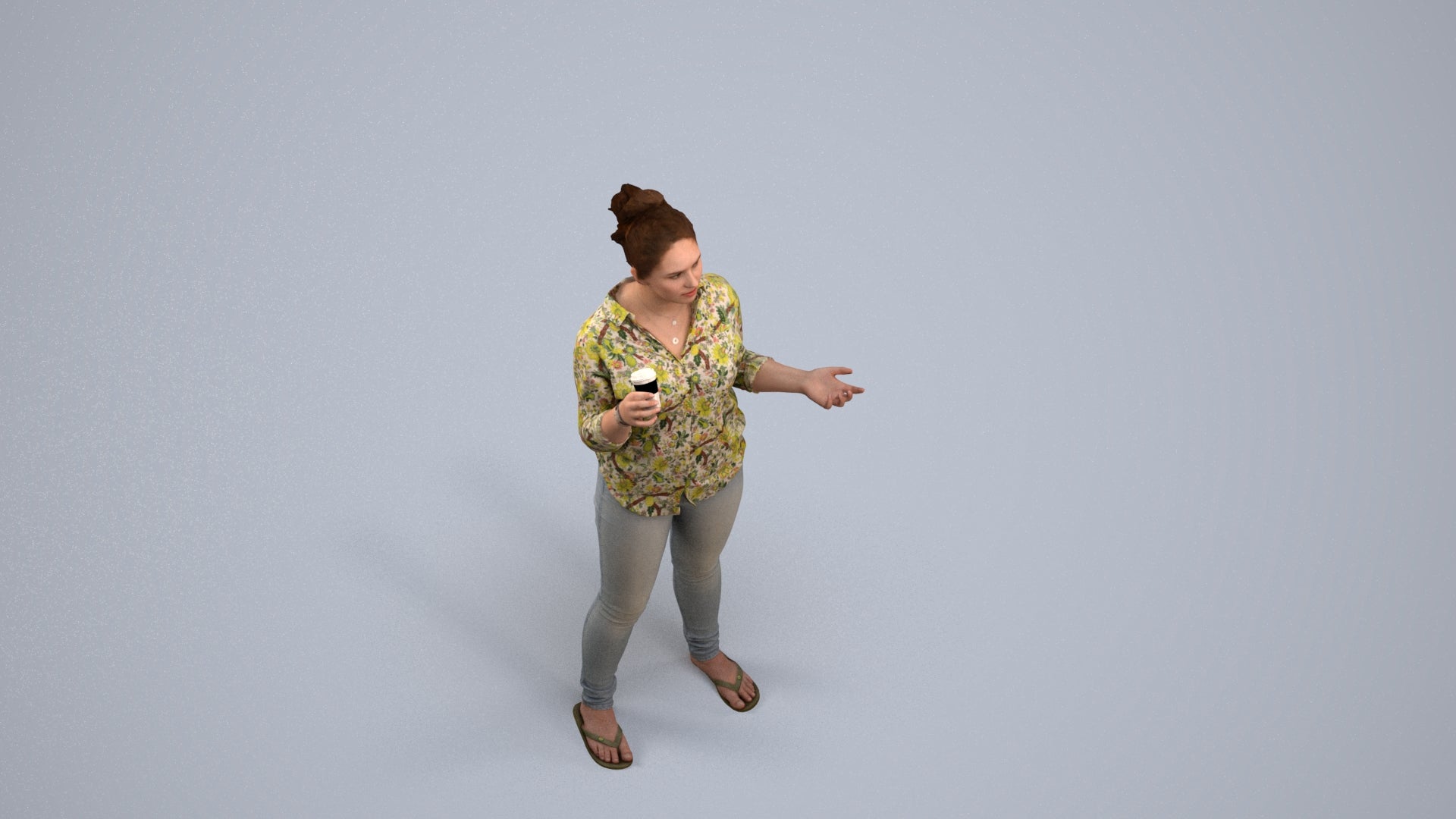 photogrammetry 3D woman casual standing, realistic human model archviz FBX, back view render