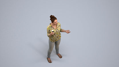 photogrammetry 3D woman casual standing, realistic human model archviz FBX, back view render